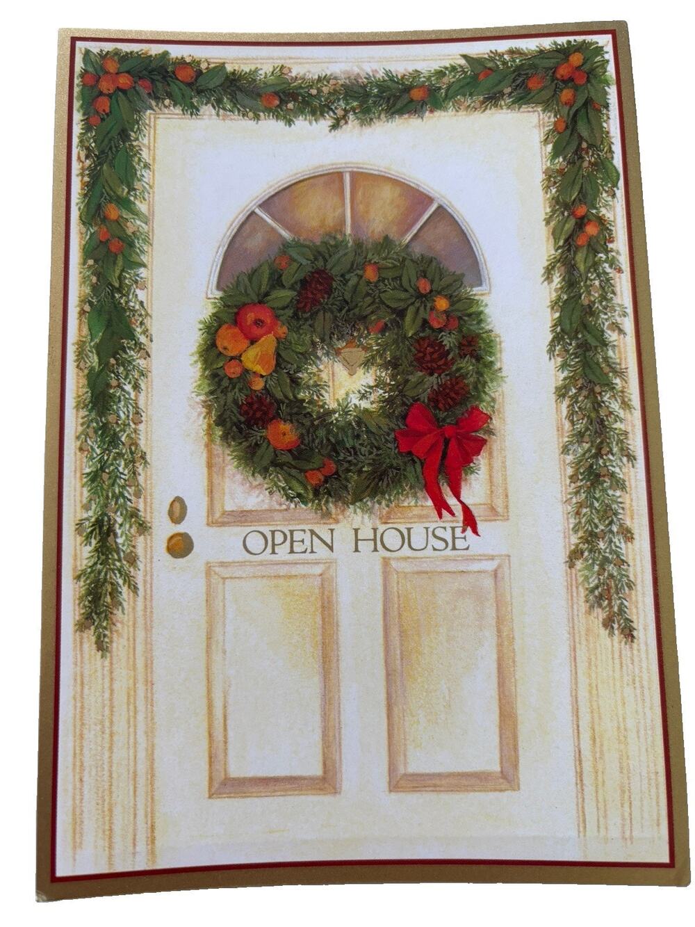 Caspari 10 Invitations 10 Envelopes Christmas Holiday Open House Party